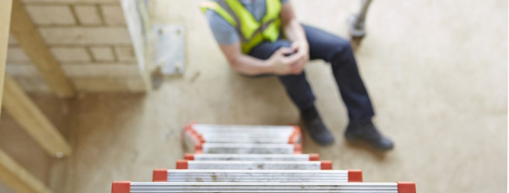 Construction Worker Falling Off Ladder And Injuring Leg