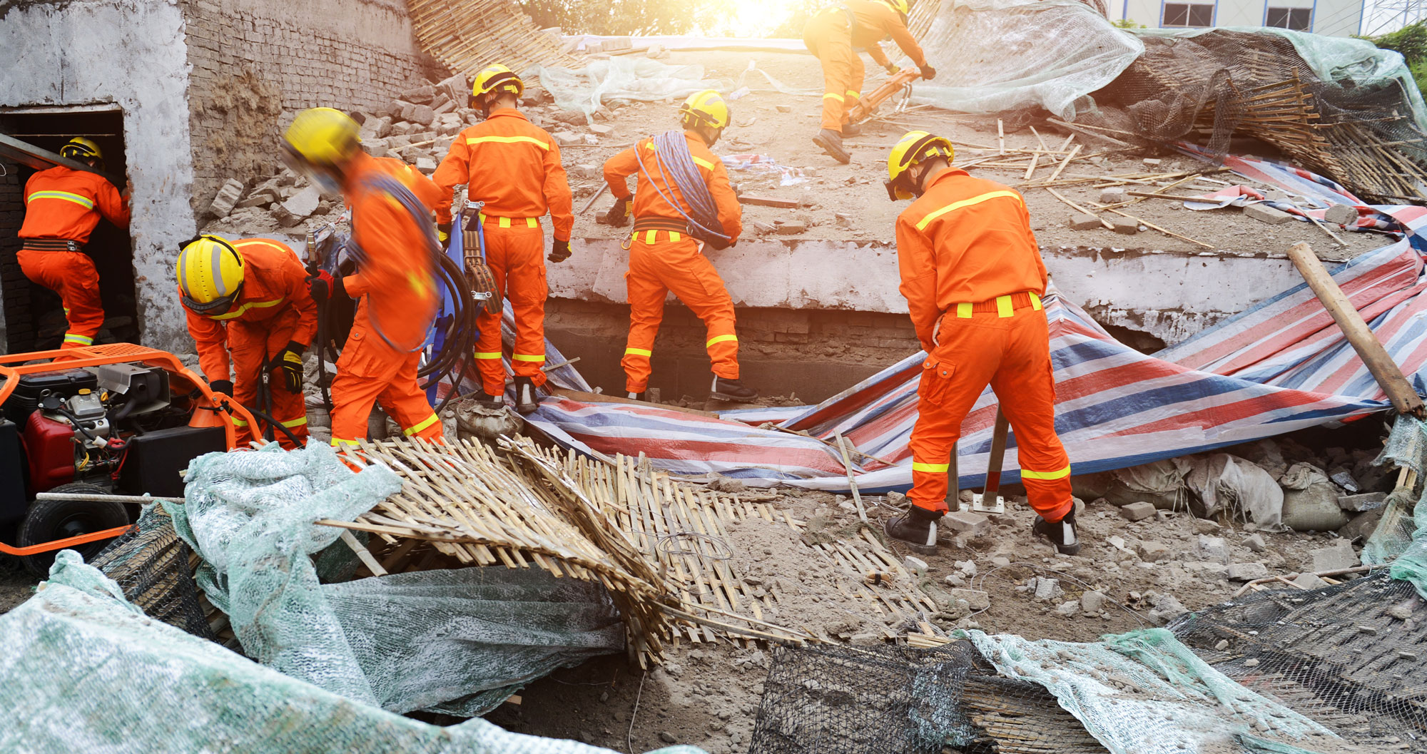 disaster response team working on a natural disaster site