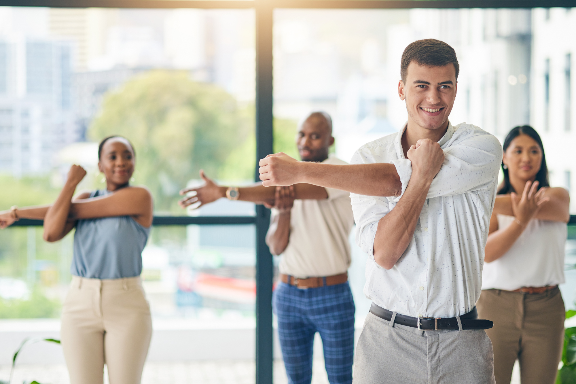 employees participating in an employee wellness program