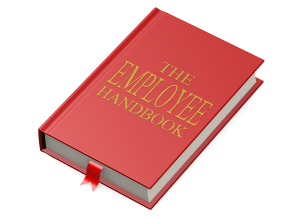 illustration of red employee handbook