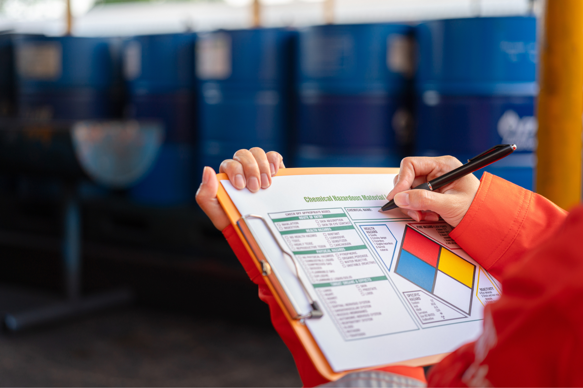 EPA inspector inspecting hazardous waste