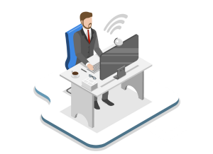 illustration of man working remotely on a computer